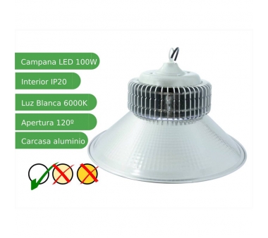 Campana LEDs Industrial 100W Blanco Frío