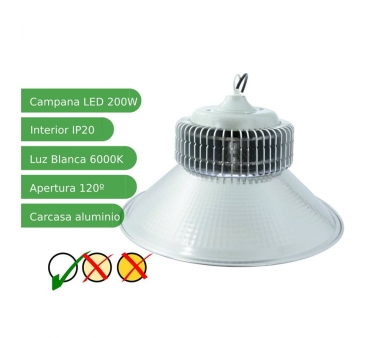 Campana LEDs Industrial 200W Blanco Frío